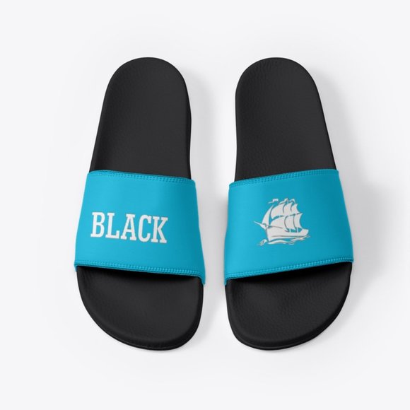 Black Summer Smiles, Fun and Boats Sandals
